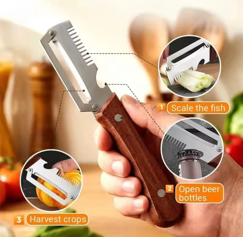 3 In 1 Vegetables Peeler With Wooden Handle