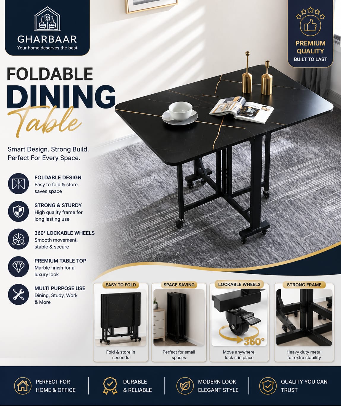 Multifunctional Folding Dining Table